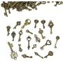 125 PCS Vintage Skeleton Key Set Charms, JIALEEY Mixed Antique Style Bronze Brass Key Set Charms for Pendant DIY Jewelry Making Wedding Party Favors