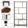 Giantex 4-Tier Bookshelf, Industrial Style Bookcase with Metal Frame, Free Standing Storage Display Shelves, Home Office Study Storage Rack Shelves with Dividers, Wood Shelving Unit (Rustic Brown)