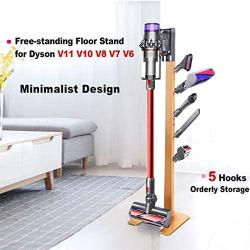 XIGOO Storage-Stand-Docking-Station-Holder Compatible with Dyson V11 V10 V8 V7 Cordless Vacuum Cleaners & Accessories, Stable Metal Organizer Rack, Brushed Gold