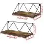 EdenseeLake Floating Wall Shelves Set of 2, Wood Storage Shelf with Metal Brackets for Bedroom, Bathroom, Living Room, Kitchen and Office