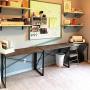 Writing Computer Desk 39'' Modern Simple Study Desk Industrial Style Folding Laptop Table for Home Office Notebook Desk Brown Desktop Black Frame