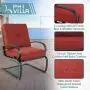 PHI VILLA Patio Spring Motion Metal Dining Chairs with Padded Red Cushion, Set of 2 for Outdoor Deck, Porch