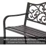 Laurel Canyon 50'' Outdoor Patio Bench, Cast Iron 2-Person Metal Seating with Floral Design Backrest Furniture Chair for Porch Backyard Garden Pool Deck, Dark Brown Laurel Canyon 50'' Outdoor Patio Bench, Cast Iron 2-Person Metal Seating with Floral Design Backrest Furniture Chair for Porch Backyard Garden Pool Deck, Dark Brown