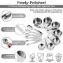 Stainless Steel Measuring Cups and Spoons Set by Finely Polished- 13 Piece Professional Quality Metal Measuring Cups and Metal Measuring Spoons - Measuring Cups Stainless Steel - Measuring Cup Set