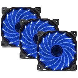 uphere 3-Pack Long Life Computer Case Fan 120mm Cooling Case Fan for Computer Cases Cooling 15LED Blue,15B3-3