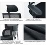 Ticova Ergonomic Office Chair - High Back Desk Chair with Elastic Lumbar Support & Thick Seat Cushion - 140°Reclining & Rocking Mesh Computer Chair with Adjustable Headrest, Armrest