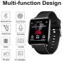 CCHKFEI 16GB MP3 Player with Bluetooth, Sports Watch MP3 Player with Touch Screen,HiFi Lossless Sound Music Player with Sport Pedometer Headphones for Running Joging Workout-Black