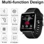 CCHKFEI 16GB MP3 Player with Bluetooth, Sports Watch MP3 Player with Touch Screen,HiFi Lossless Sound Music Player with Sport Pedometer Headphones for Running Joging Workout-Black