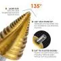 Luckyway 1-Piece 15 Steps HSS-CO(M35) 1/4 Inch to 1-3/8 Inch Titanium Step Drill Bit for Metal, Stainless Steel Drilling Luckyway 1-Piece 15 Steps HSS-CO(M35) 1/4 Inch to 1-3/8 Inch Titanium Step Drill Bit for Metal, Stainless Steel Drilling