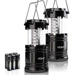 Vont 2 Pack LED Camping Lantern, Super Bright Portable Survival Lanterns, Must Have During Hurricane, Emergency, Storms, Outages, Original Collapsible Camping Lights / Lamp (Batteries Included)