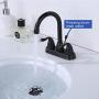 DESFAU Bathroom Faucet Bronze, 360 Degree Swivel Centerset Bathroom Faucet, 3 Hole Two Handle Bathroom Faucet, Bathroom Vanity Sink Faucets with Metal Drain Assembly