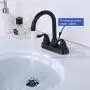 DESFAU Bathroom Faucet Bronze, 360 Degree Swivel Centerset Bathroom Faucet, 3 Hole Two Handle Bathroom Faucet, Bathroom Vanity Sink Faucets with Metal Drain Assembly DESFAU Bathroom Faucet Bronze, 360 Degree Swivel Centerset Bathroom Faucet, 3 Hole Two Handle Bathroom Faucet, Bathroom Vanity Sink Faucets with Metal Drain Assembly