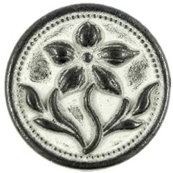 Bezelry 12 Pieces Gentianaceae Flower Metal Shank Buttons. 14mm (9/16 inch) (Gunmetal White Patina)