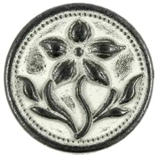 Bezelry 12 Pieces Gentianaceae Flower Metal Shank Buttons. 14mm (9/16 inch) (Gunmetal White Patina) Bezelry 12 Pieces Gentianaceae Flower Metal Shank Buttons. 14mm (9/16 inch) (Gunmetal White Patina)