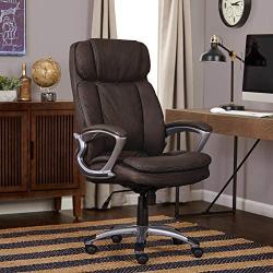 Serta Big & Tall Executive Office Chair High Back All Day Comfort Ergonomic Lumbar Support, Bonded Leather, Brown