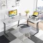 CubiCubi Modern L-Shaped Desk Computer Corner Desk, 59.1'' Home Office Writing Study Workstation with Small Table, Space Saving, Easy to Assemble