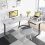CubiCubi Modern L-Shaped Desk Computer Corner Desk, 59.1'' Home Office Writing Study Workstation with Small Table, Space Saving, Easy to Assemble CubiCubi Modern L-Shaped Desk Computer Corner Desk, 59.1'' Home Office Writing Study Workstation with Small Table, Space Saving, Easy to Assemble