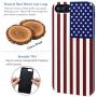 iProductsUS Wood Phone Case Compatible with iPhone 8Plus, 7Plus, 6Plus, 6s Plus and Magnetic Mount, American Flag Printed in USA,Built-in Metal Plate,TPU Rubber Protective White Cover (5.5'')