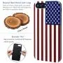 iProductsUS Wood Phone Case Compatible with iPhone 8Plus, 7Plus, 6Plus, 6s Plus and Magnetic Mount, American Flag Printed in USA,Built-in Metal Plate,TPU Rubber Protective White Cover (5.5'')