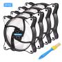 PC Case Fan Computer Case Fan，Long Life 120mm High Airflow Quiet Edition Colourful LED Case Fan for PC Cases, Radiators 4-Pack，