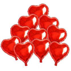 BinaryABC Foil Balloons,LOVE Heart Shape Helium Valentines Wedding Birthday Party Decorations,Approx,45cm,10 pieces(Red)