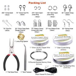 EuTengHao Jewelry Making Supplies Kit Jewelry Repair Tool Set with Jewelry Pliers Beading Wires Open Jump Ring Lobster Clasps Necklace Cord Ribbon Ends Jewelry Findings Making for Jewelry DIY Supplies