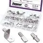 Swpeet 110Pcs 3 Styles Shelf Pins Assortment Kit, Top Quality Nickel Plated Shelf Bracket Pegs Cabinet Furniture Shelf Pins Support for Shelf Holes on Cabinets, Entertainment Centers