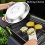 HaSteeL Cheese Melting Dome Set of 2, 12 Inch Round Basting Cover Metal Steam Cover, Stainless Steel Griddle Accessories for Flat Top Grill/Outdoor BBQ/Kitchen Cooking