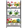 DOEWORKS 3 Tier Metal Plant Stand, Ladder-Shaped Storage Rack Stand Shelf,Shoe Organizer, Utility Storage for Indoor Outdoor Use, Black