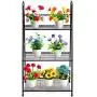 DOEWORKS 3 Tier Metal Plant Stand, Ladder-Shaped Storage Rack Stand Shelf,Shoe Organizer, Utility Storage for Indoor Outdoor Use, Black DOEWORKS 3 Tier Metal Plant Stand, Ladder-Shaped Storage Rack Stand Shelf,Shoe Organizer, Utility Storage for Indoor Outdoor Use, Black
