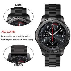 V-MORO No Gaps Strap Compatible with Gear S3 Frontier Bands/Galaxy Watch 46mm Band Men with Clips and Screen Protectors Black Metal Stainless Steel Bracelet for Samsung Gear S3/Galaxy Watch 46mm Watch