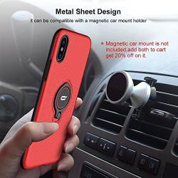 DESOF iPhone X Case, iPhone 10 Case with Ring Holder Kickstand, 360°Adjustable Ring Grip Stand Work with Magnetic Car Mount Anti-Fingerprint Slim Cover for Apple iPhone X (2017) 5.8 inch - Red