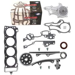 NEW Timing Chain Kit (2 Heavy Duty Metal Guide Rails) with Water Pump, & Graphite Head Gasket compatible with 85-95 Toyota 2.4L 4Runner Pickup Celica 4-Cylinder SOHC 8-Valve Engine 22RE 22REC