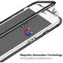 iPhone 7 Case,iPhone 8 Case, MISSCASE Ultra Slim Magnet Protective Case with Metal Frame Tempered Glass Back [Magnetic Adsorption Technology] [Support Wireless Charging](Black Frame + Clear Back)