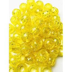 Tara Metallic Color 12 MM Plastic Beads For Braid Hair 240 Pieces In One Pack (Pack of 2, GLITTER YELLOW)