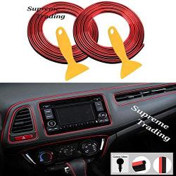 Universal Type, RED Color 33ft Length, Car/Truck Door Panel Gap Trim Strip Molding Insert, for Interior Decoration, DIY Easy to Apply