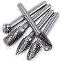 Tonsiki 5 Pieces 10mm Head Tungsten Carbide Rotary Burr Carving Bit Set with 1/4 Inch(6mm) Shank for DIY Woodworking, Carving, Engraving, Drilling