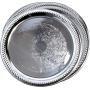 Maro Megastore (Pack of 4) 14-Inch Traditional Round Floral Pattern Engraved Catering Chrome Plated Serving Tray Mirror Plate Silver Metal Platter Tableware Wedding Birthday (Extra Large) T139-14-4pk