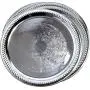 Maro Megastore (Pack of 4) 14-Inch Traditional Round Floral Pattern Engraved Catering Chrome Plated Serving Tray Mirror Plate Silver Metal Platter Tableware Wedding Birthday (Extra Large) T139-14-4pk