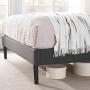 VECELO Upholstered Platform Bed Frame with Height Adjustable Headboard/Mattress Foundation with Strong Slat Support, Easy Assembly, Full, Dark Grey