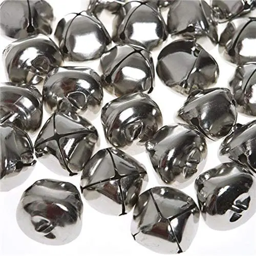 Jingle Bells, 1 Inch Craft Bells Bulk DIY Bells for Christmas Festival Decoration Home Decoration, 50pcs, Silver