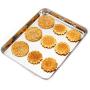 Baking Sheets Set of 2, HKJ Chef Cookie Sheets 2 Pieces & Stainless Steel Baking Pans & Toaster Oven Tray Pans, Rectangle Size 10L x 8W x 1H inch & Non Toxic & Healthy & Easy Clean