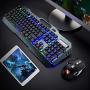 Wireless Keyboard and Mouse,Rainbow LED Backlit Rechargeable Keyboard Mouse with 3800mAh Battery Metal Panel,Mechanical Feel Keyboard and 7 Color Gaming Mute Mouse for Windows Computer Gamers（Rainbow）