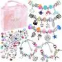 Bracelet Making Kit for Girls, Flasoo 85PCs Charm Bracelets Kit with Beads, Jewelry Charms, Bracelets for DIY Craft, Jewelry Gift for Adults and Teens on Valentines Day