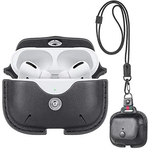 Leather Case for Airpods Pro Case with Leather Neck Lanyard Keychain, UTOPER Full Protective Portable Cover for Airpods Pro 3 Generation 2019 Shockproof Support Wireless Charging Case(Black) Leather Case for Airpods Pro Case with Leather Neck Lanyard Keychain, UTOPER Full Protective Portable Cover for Airpods Pro 3 Generation 2019 Shockproof Support Wireless Charging Case(Black)