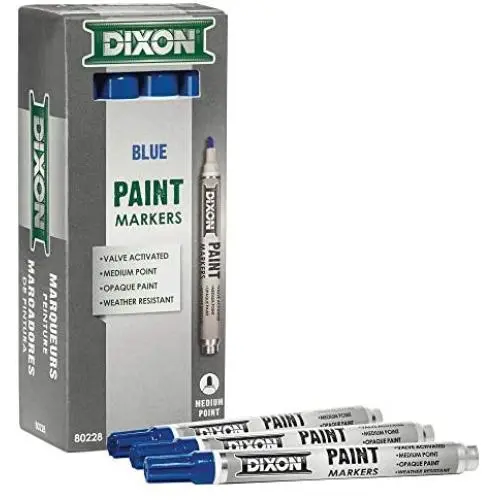 DIXON Industrial Paint Markers, Medium Tip, Box of 12 Markers, Blue (80228) DIXON Industrial Paint Markers, Medium Tip, Box of 12 Markers, Blue (80228)