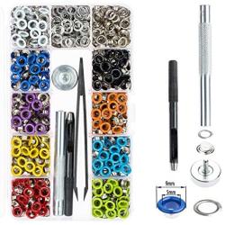 Multi-Color Grommets Kit 400 Sets 3/16 Inch, Lynda Metal Eyelets with 4 Pieces Installation Tools for Craft Making, Repair and Decoration.