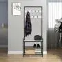 HOMEKOKO Entryway Hall Tree Storage Shelf, Coat Rack Shoe Bench, Wood Look Accent Furniture with Metal Frame, 3 in 1 Design HOMEKOKO Entryway Hall Tree Storage Shelf, Coat Rack Shoe Bench, Wood Look Accent Furniture with Metal Frame, 3 in 1 Design