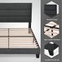 Allewie Queen Size Platform Bed Frame with Fabric Upholstered Headboard and Wooden Slats, Fully Upholstered Mattress Foundation / Strong Wooden Slats Support / Box Spring Optional / Easy Assembly