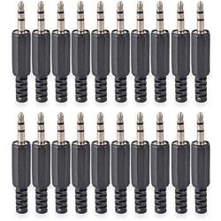 Conwork 1/8'' 3.5mm Stereo Male Connector, 3-Pole Metal Housing Plug Coax Audio Solder Adapter, Repair Headphone 20-Pack